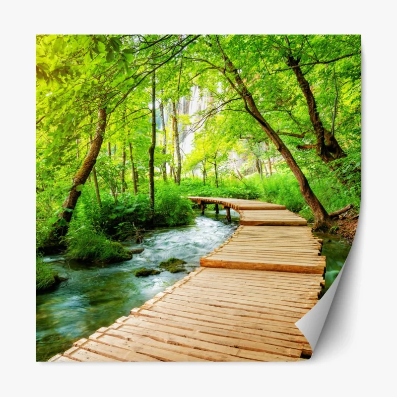 Repositionierbarer Aufkleber sonnige bucht mit türkisblauem wasser – Wallnifity®