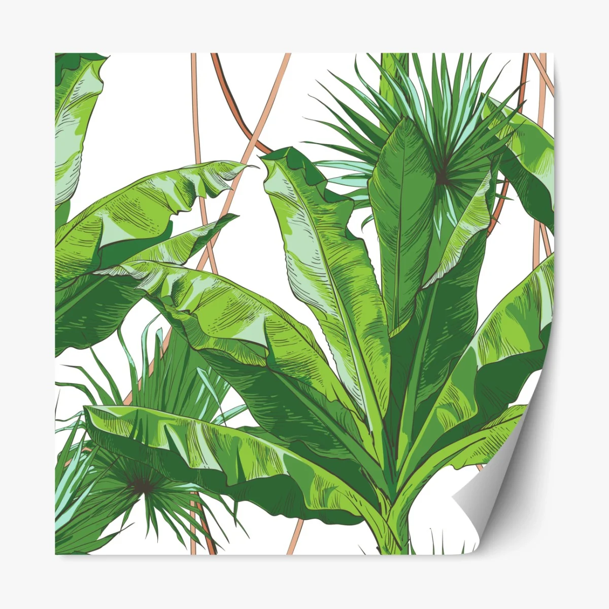 Repositionierbarer Aufkleber üppiges bananenblattmuster – Wallnifity®
