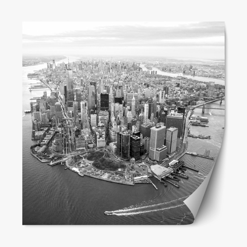 Repositionierbarer Aufkleber Manhattan skyline aus der luft