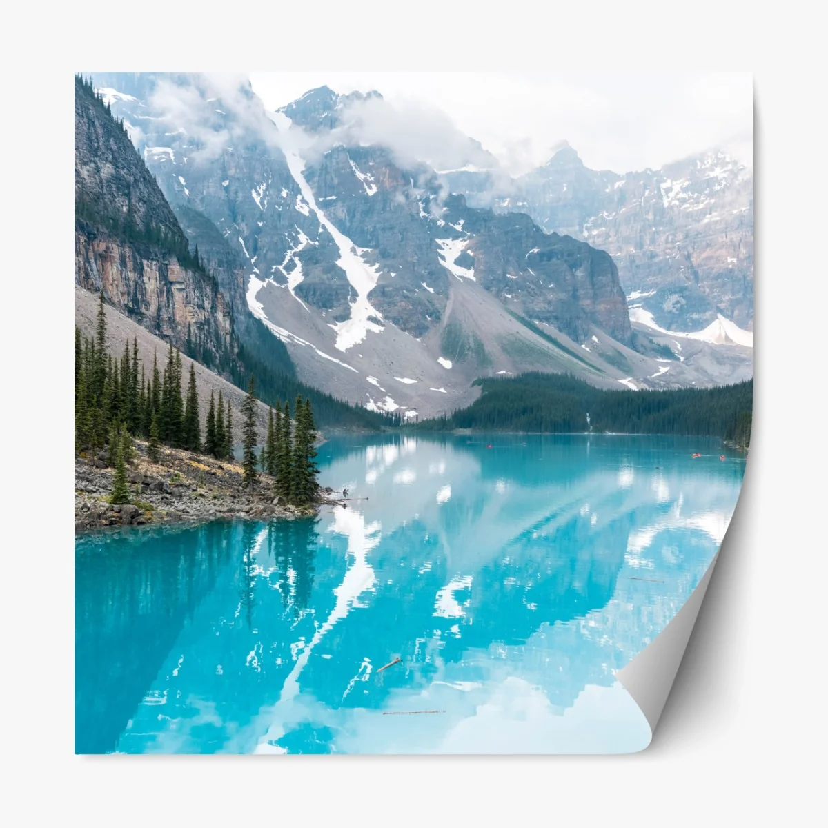 Repositionierbarer Aufkleber türkissee moraine im Banff – Wallnifity®