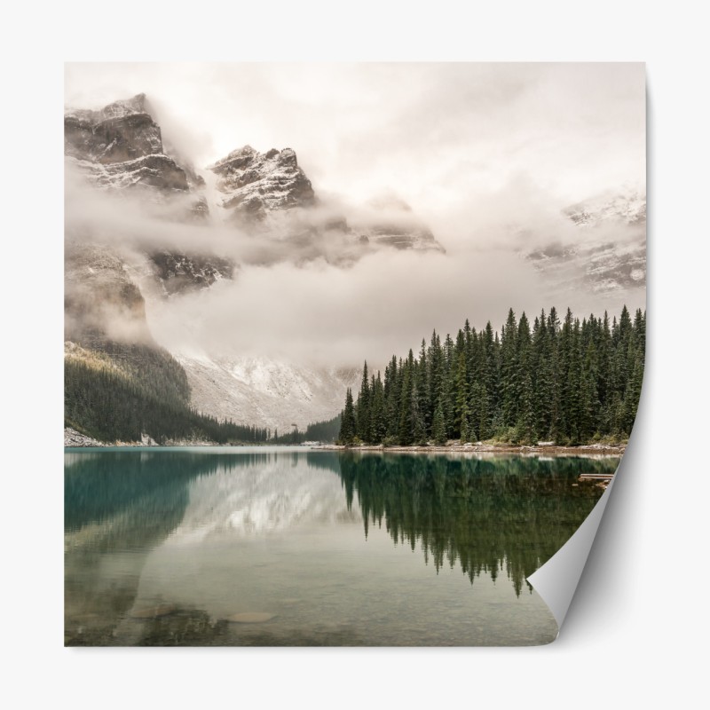 Repositionierbarer Aufkleber sonnenbeschienenes Santorini-dorf am meer – Wallnifity®