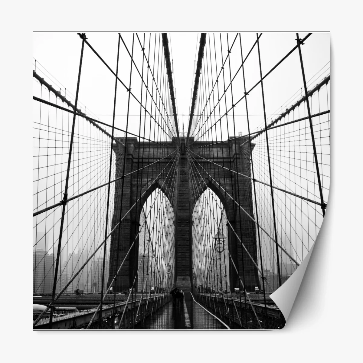 Repositionierbarer Aufkleber Brooklyn Bridge geometrische perspektive – Wallnifity®