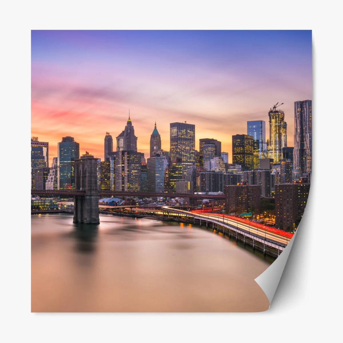 Repositionierbarer Aufkleber panorama von New York bei sonnenuntergang – Wallnifity® Repositionierbarer Aufkleber panorama von New York bei sonnenuntergang – Wallnifity®