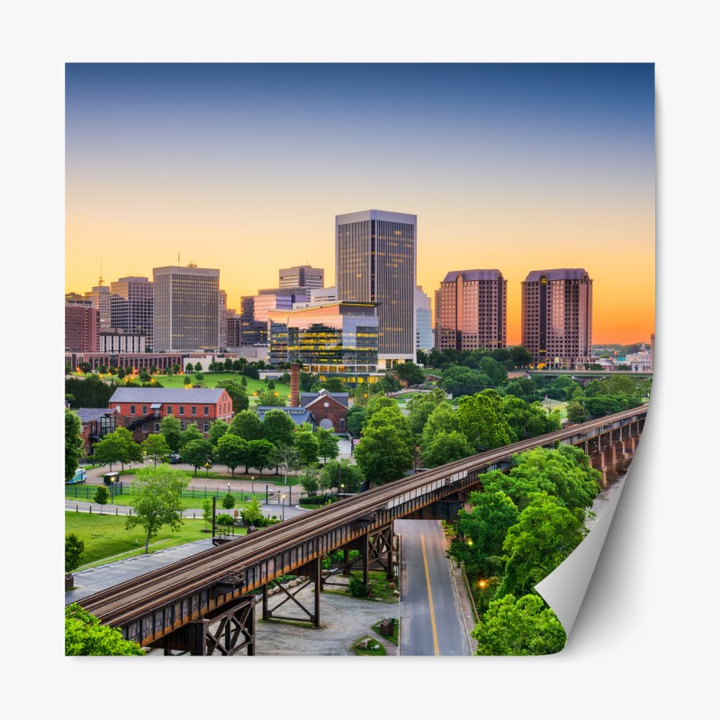 Repositionierbarer Aufkleber Richmond skyline bei sonnenuntergang