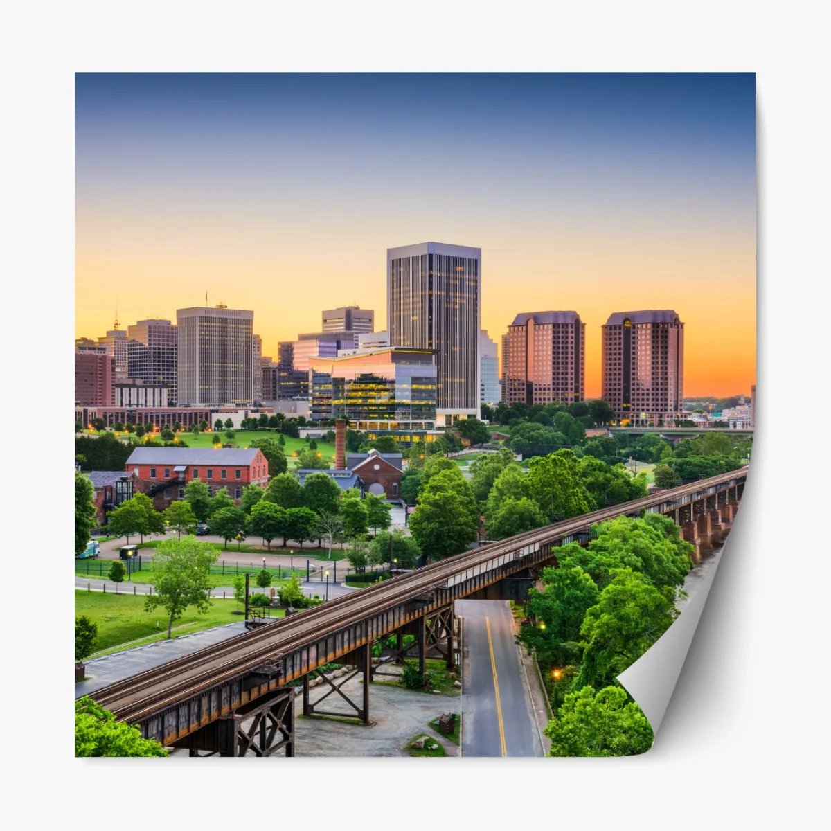 Repositionierbarer Aufkleber Richmond skyline bei sonnenuntergang – Wallnifity® Repositionierbarer Aufkleber Richmond skyline bei sonnenuntergang – Wallnifity®