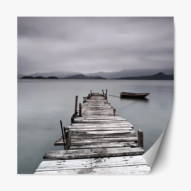 Repositionierbarer Aufkleber ruhige seebrücke über stillem meer