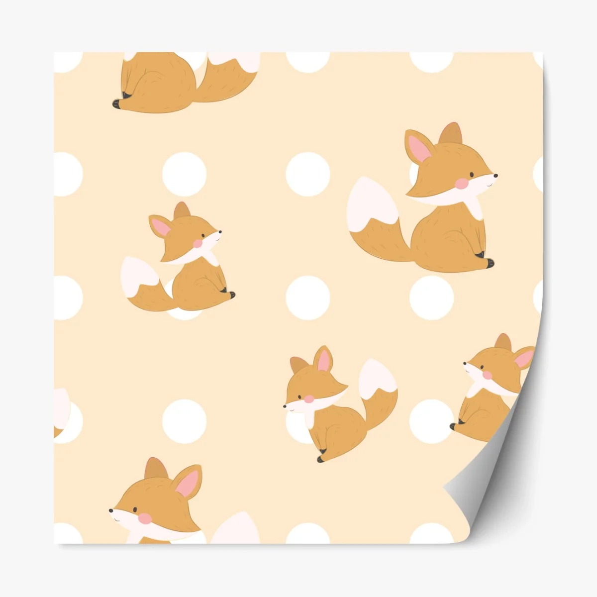 Repositionierbarer Aufkleber verspieltes fuchsmuster in pastellbeige – Wallnifity®