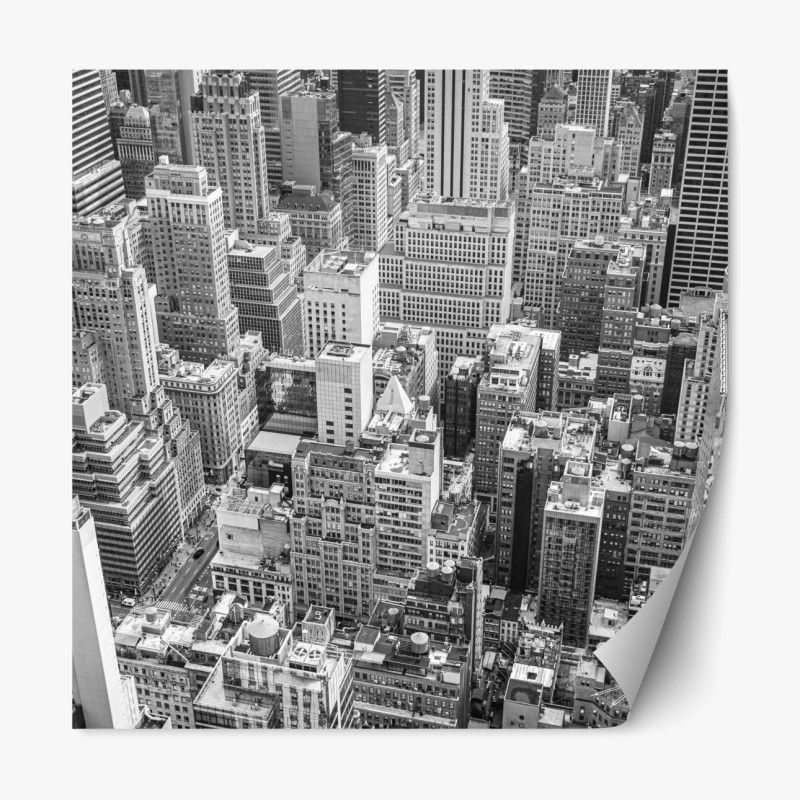 Repositionierbarer Aufkleber luftaufnahme einer städtischen skyline in schwarzweiß