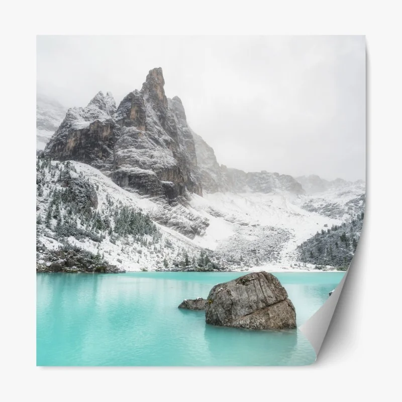 Repositionierbarer Aufkleber malerische berglandschaft am fjord – Wallnifity®