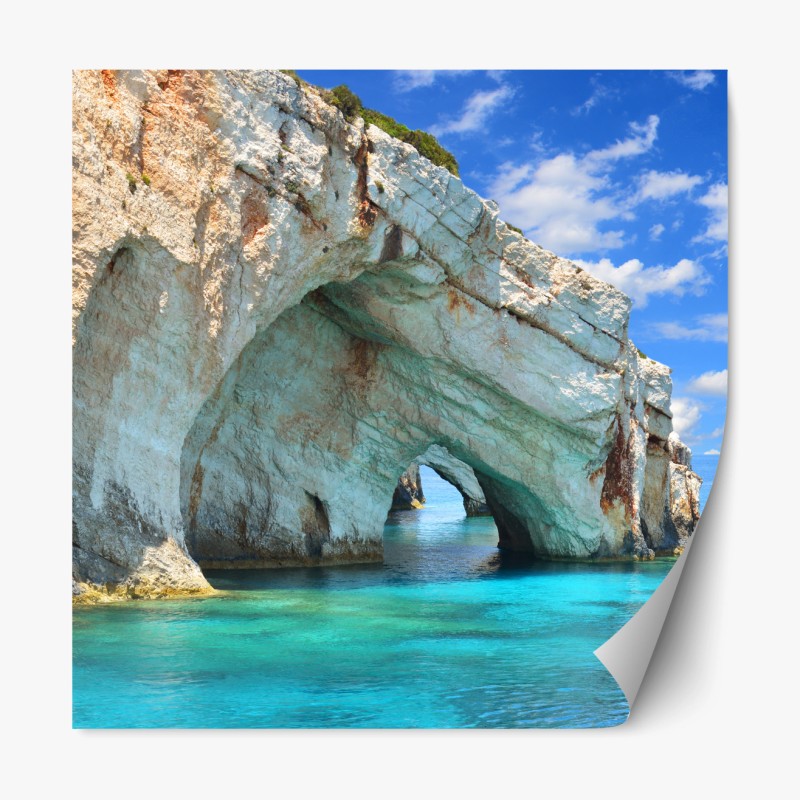 Repositionierbarer Aufkleber blaue höhlen von Zakynthos