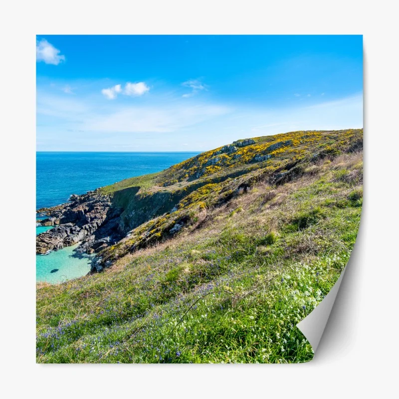 Repositionierbarer Aufkleber türkisblauer klippenstrand panorama – Wallnifity®