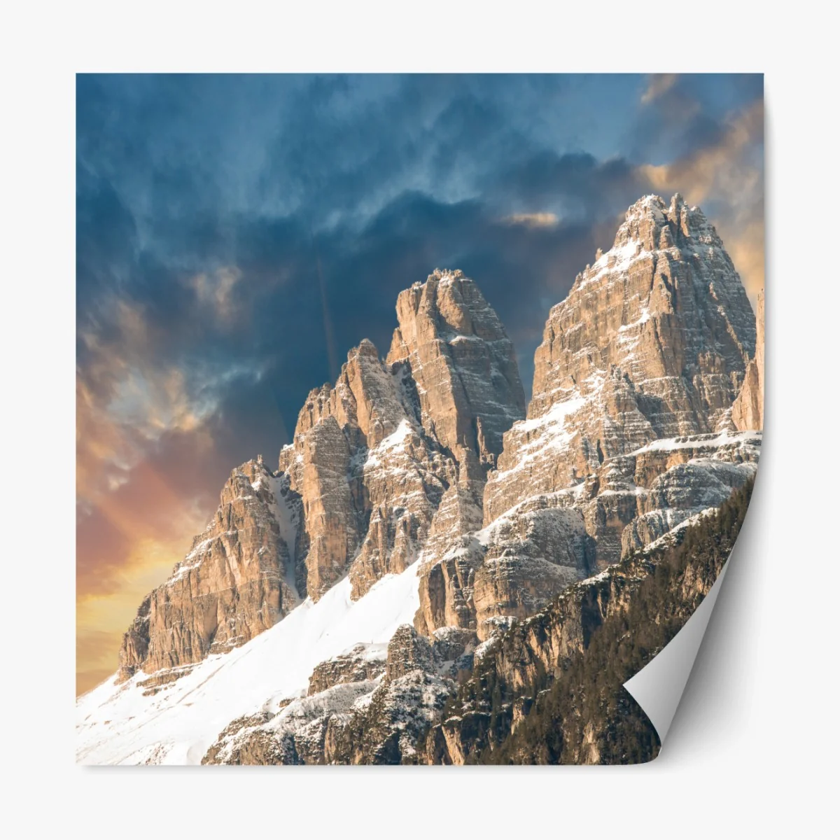 Repositionierbarer Aufkleber dramatischer sonnenuntergang über den Dolomiten – Wallnifity®