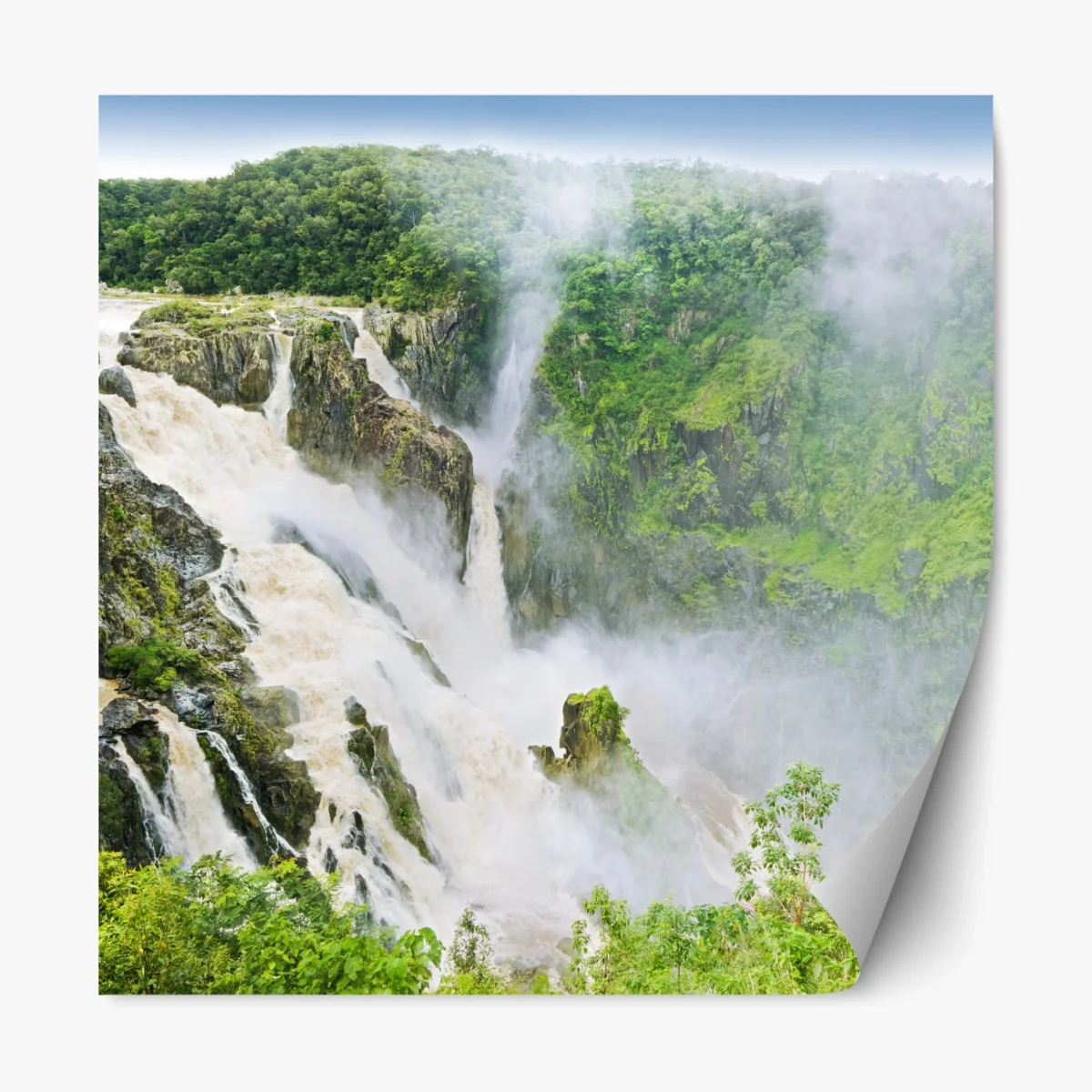 Repositionierbarer Aufkleber wasserfall Barron Falls im regenwald – Wallnifity®