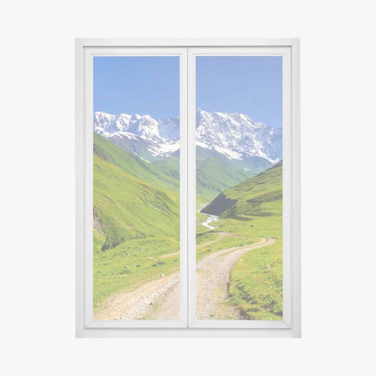 Fensteraufkleber majestätischer blick auf Shkhara von Ushguli – Wallnifity®