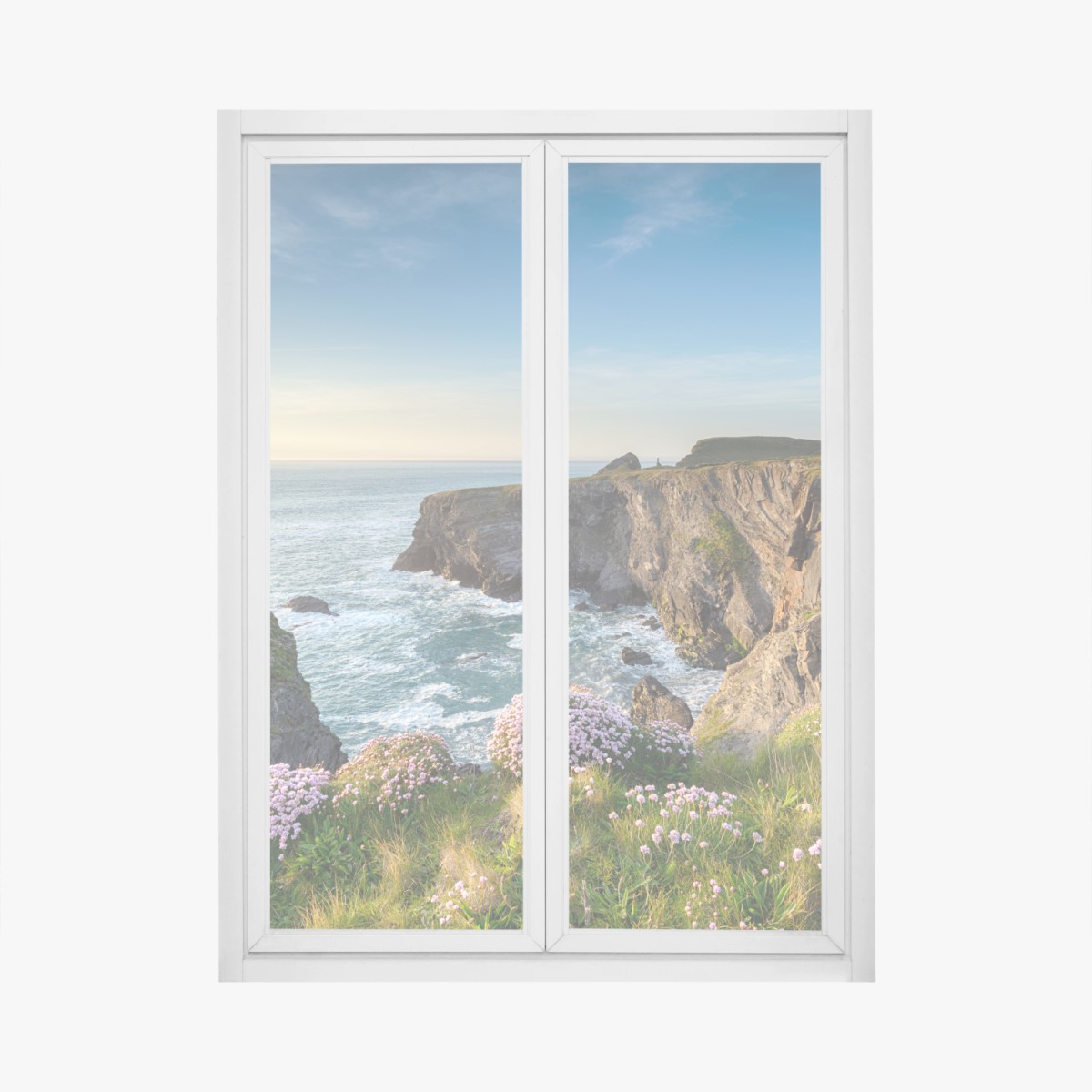 Fensteraufkleber küstenklippen in der goldenen stunde – Wallnifity®