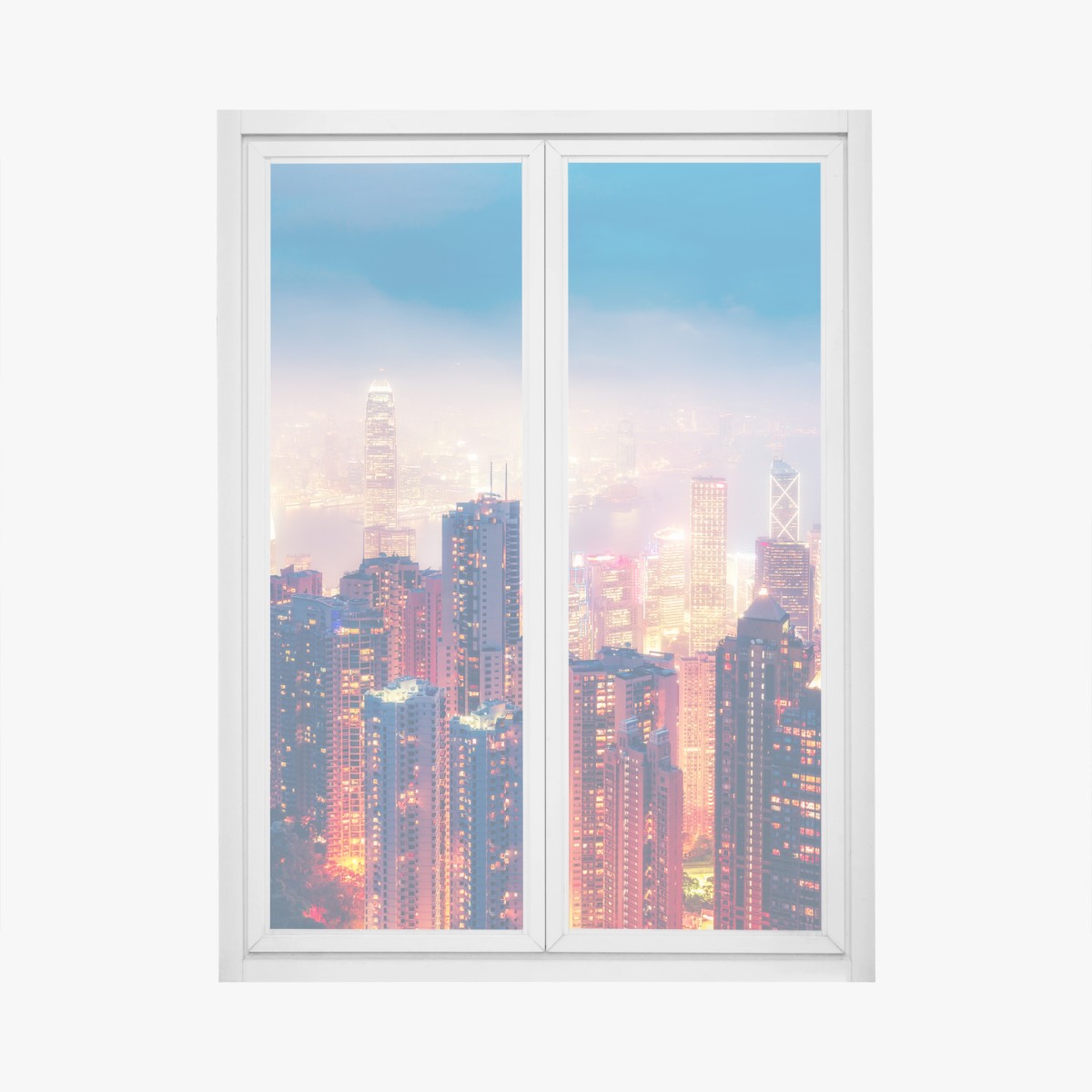 Fensteraufkleber Hongkong nächtliche skyline vom Victoria Peak – Wallnifity® Fensteraufkleber Hongkong nächtliche skyline vom Victoria Peak – Wallnifity®