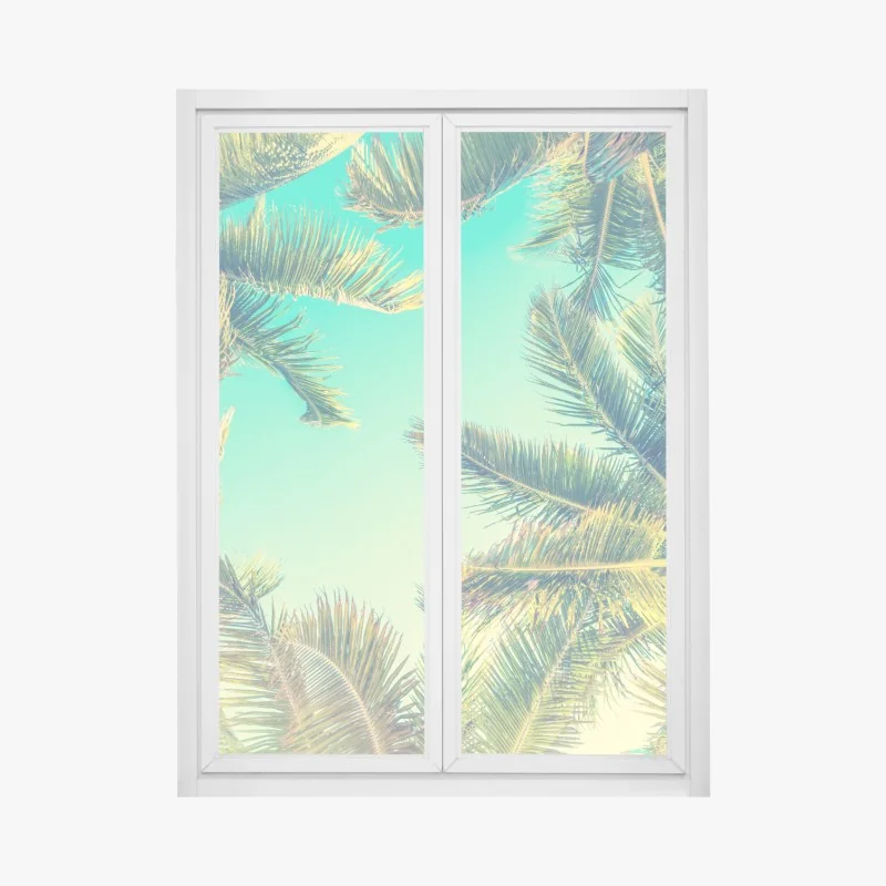 Fensteraufkleber vintage türkis palmenhimmel