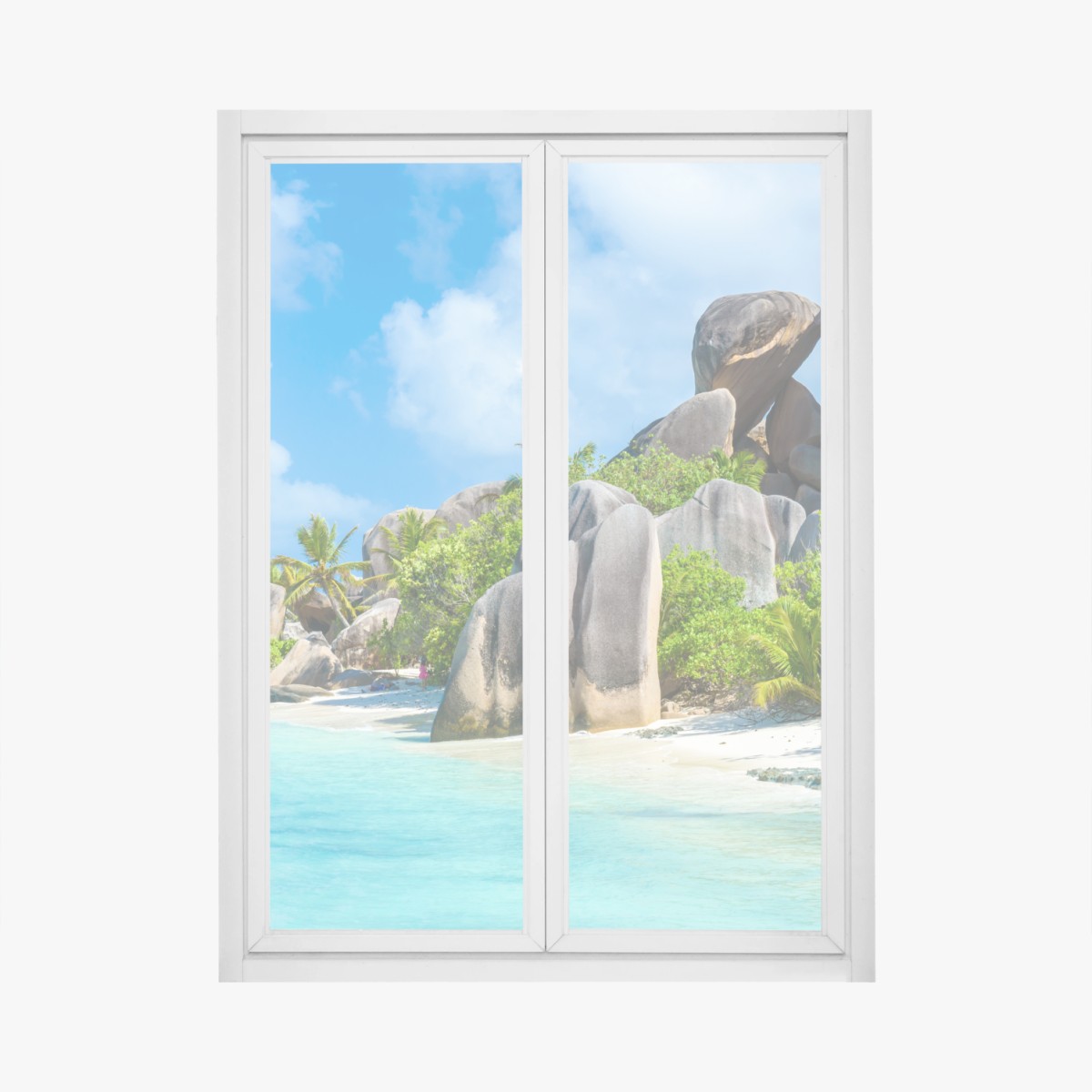 Fensteraufkleber strand Anse Source d'Argent, La Digue – Wallnifity® Fensteraufkleber strand Anse Source d'Argent, La Digue – Wallnifity®