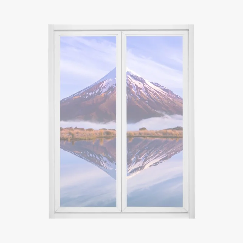 Fensteraufkleber sonnenuntergang über Mount St. Helens im winter – Wallnifity®