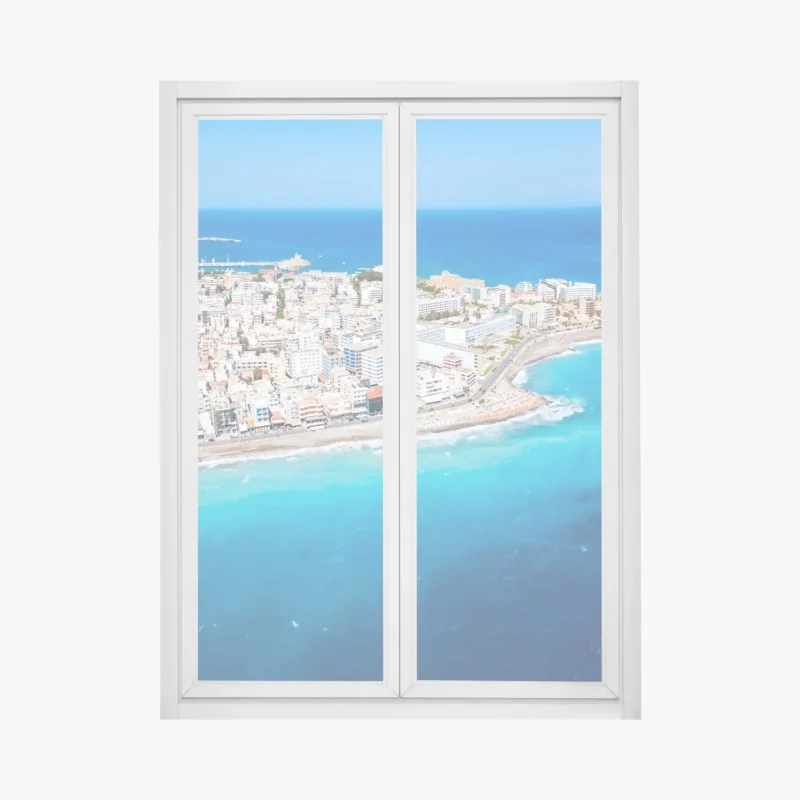 Fensteraufkleber lebhaftes zitronenmuster mit blauen blättern – Wallnifity®