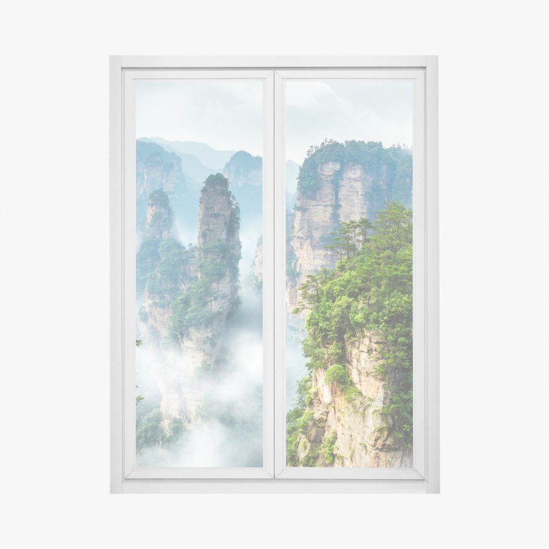 Fensteraufkleber moosiger wasserfall im wald – Wallnifity®