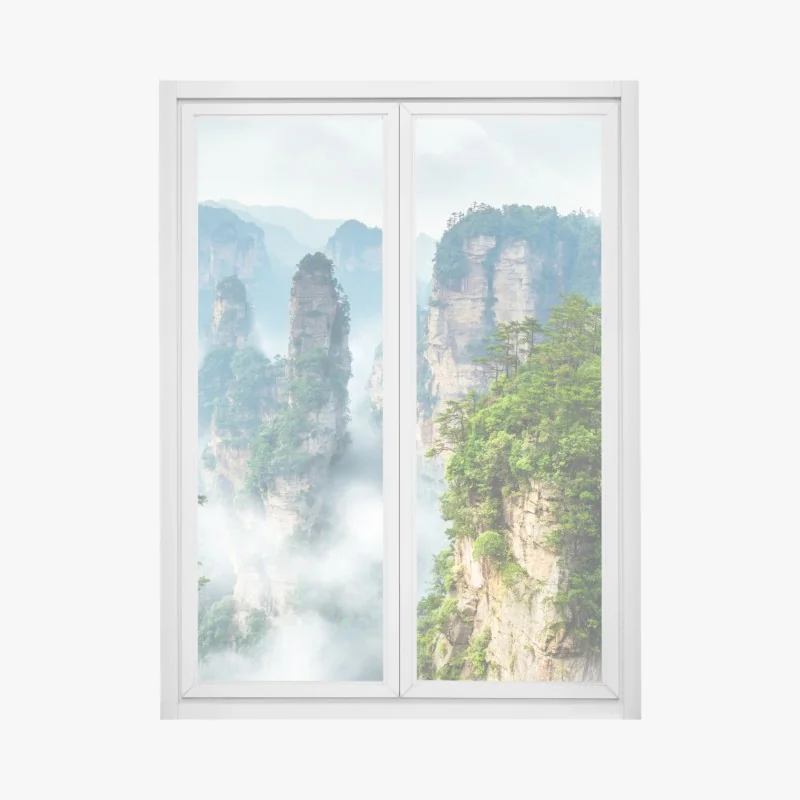 Fensteraufkleber ruhiger sommer sonnenaufgang am flussufer – Wallnifity®