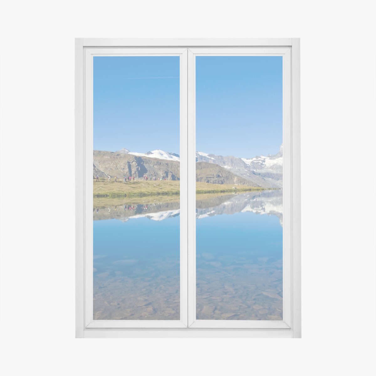 Fensteraufkleber alpenberg spiegelung über stillem see – Wallnifity® Fensteraufkleber alpenberg spiegelung über stillem see – Wallnifity®