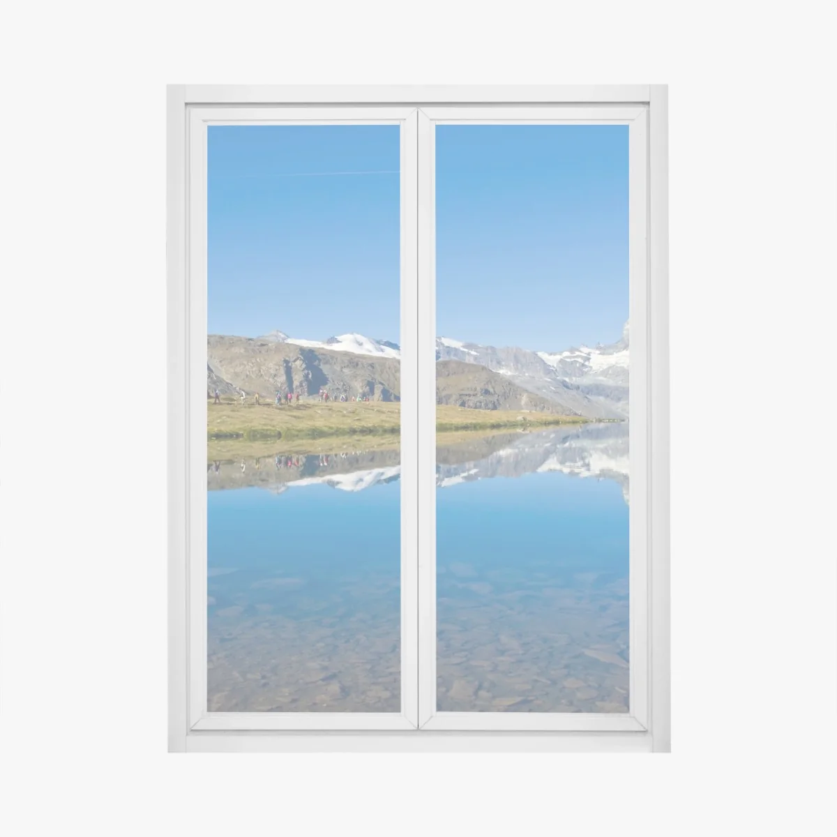 Fensteraufkleber alpenberg spiegelung über stillem see – Wallnifity® Fensteraufkleber alpenberg spiegelung über stillem see – Wallnifity®