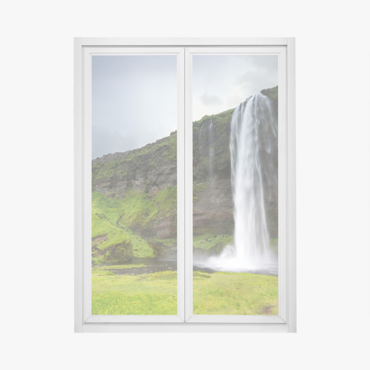 Fensteraufkleber dramatischer wasserfall bei Seljalandsfoss, Island – Wallnifity®