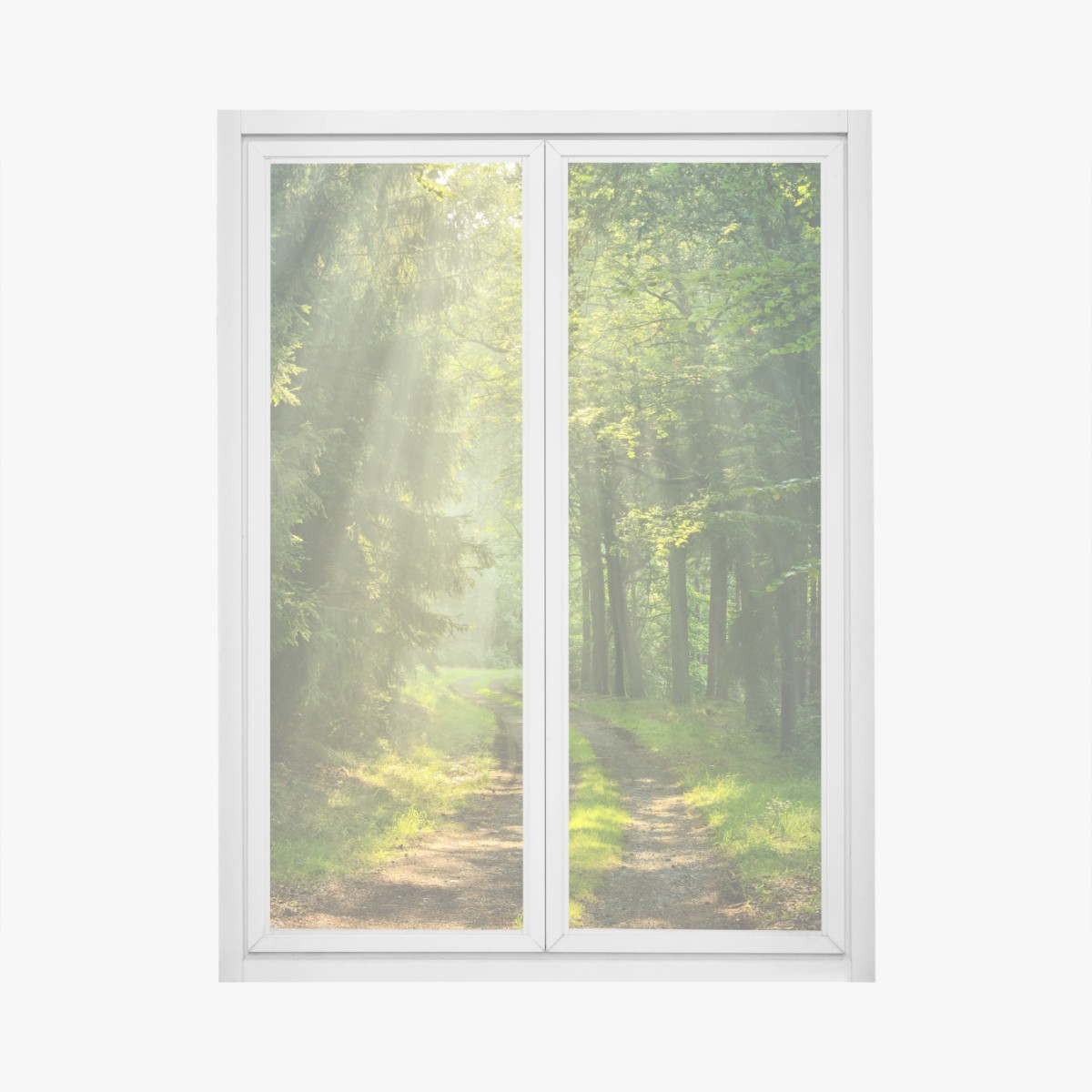 Fensteraufkleber sonnenbeschienener waldpfad – Wallnifity® Fensteraufkleber sonnenbeschienener waldpfad – Wallnifity®
