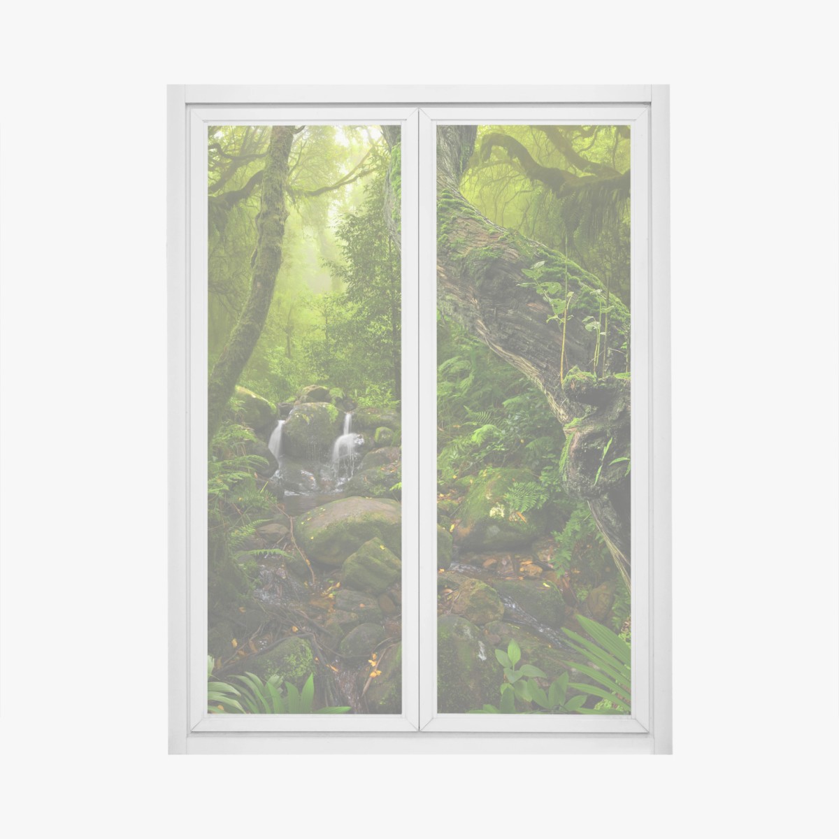 Fensteraufkleber moosiger waldbach im morgenlicht – Wallnifity® Fensteraufkleber moosiger waldbach im morgenlicht – Wallnifity®