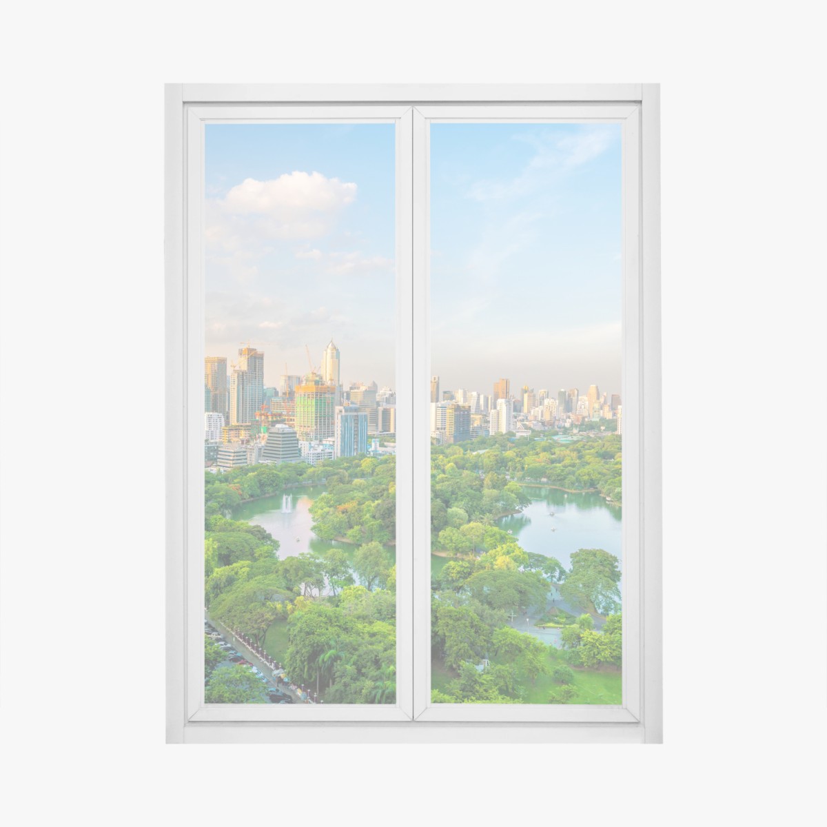 Fensteraufkleber Bangkok skyline über dem Lumpini Park – Wallnifity® Fensteraufkleber Bangkok skyline über dem Lumpini Park – Wallnifity®