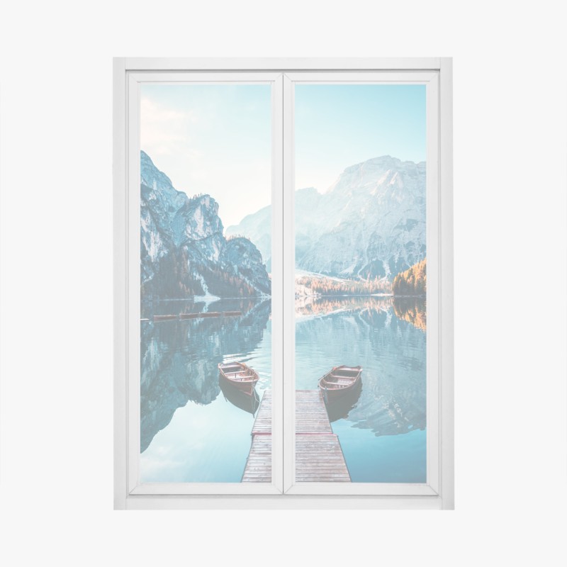 Fensteraufkleber ruhiger sommer sonnenaufgang am flussufer – Wallnifity®