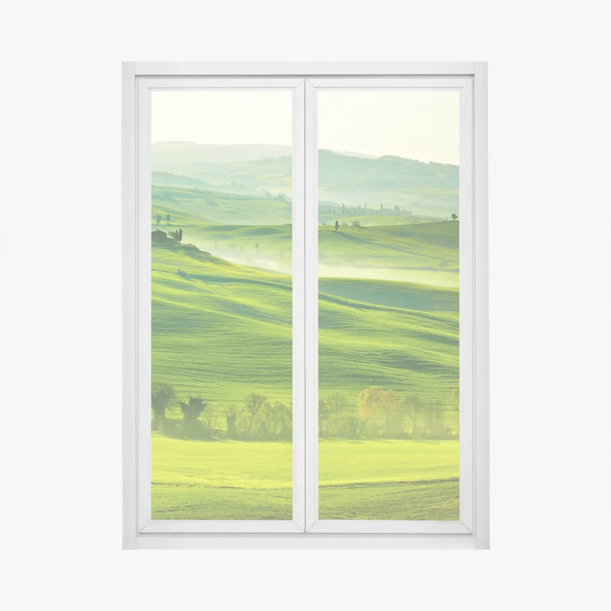 Fensteraufkleber sonnige sanft hügelnde landschaft der Toskana – Wallnifity®