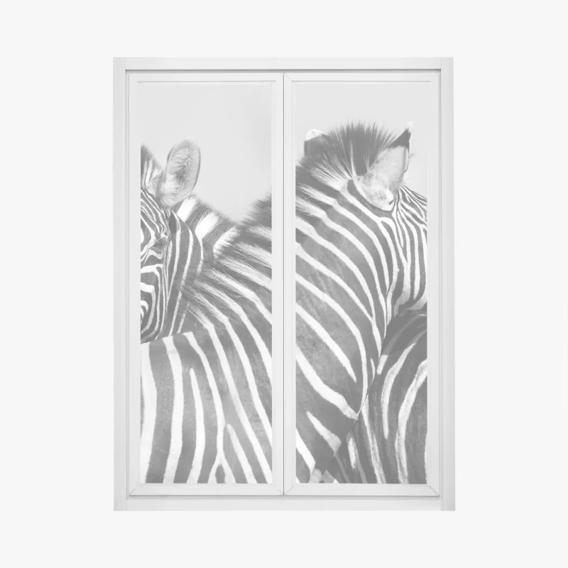 Fensteraufkleber verschlungene zebras in monochrom