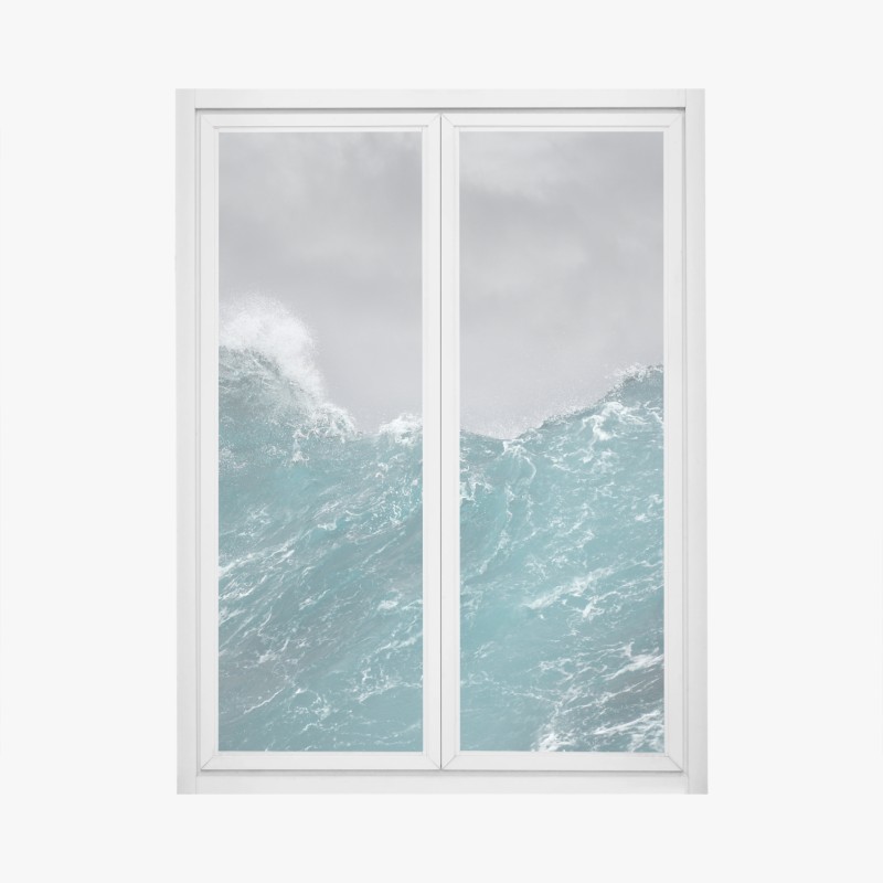 Fensteraufkleber nebliger immergrüner wald – Wallnifity®