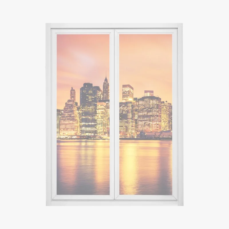 Fensteraufkleber sonnenuntergang über grünen hügeln – Wallnifity®