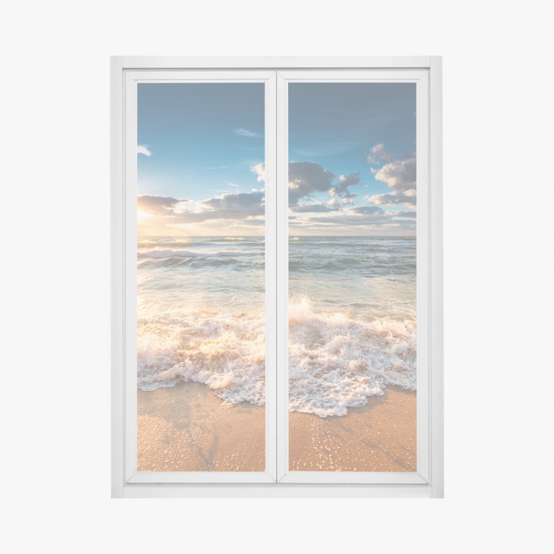 Fensteraufkleber goldener sonnenaufgang über dem meer