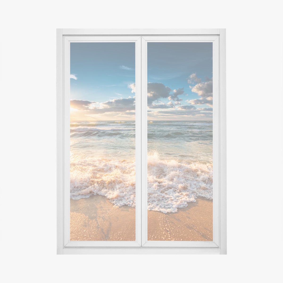 Fensteraufkleber goldener sonnenaufgang über dem meer – Wallnifity®