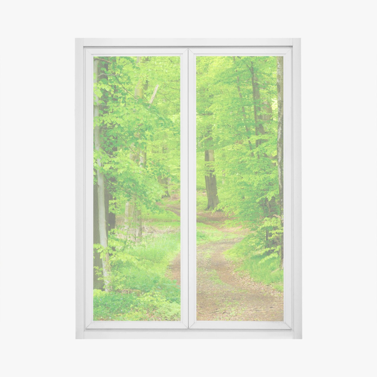Fensteraufkleber ruhiger waldweg im frühling – Wallnifity®