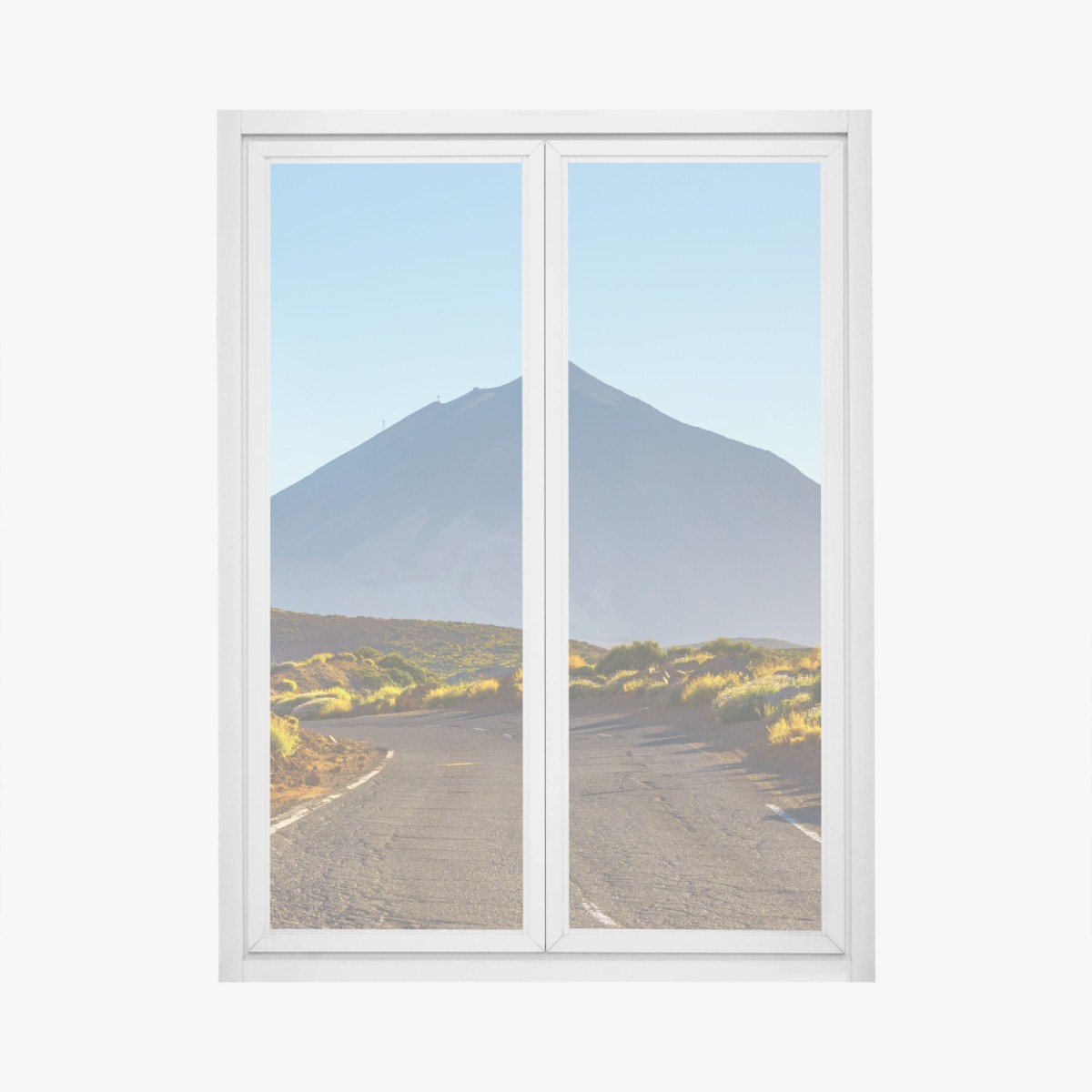 Fensteraufkleber sonnenbeschienene bergstraße zum vulkan – Wallnifity®