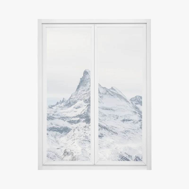 Fensteraufkleber majestätischer schneebedeckter berggipfel