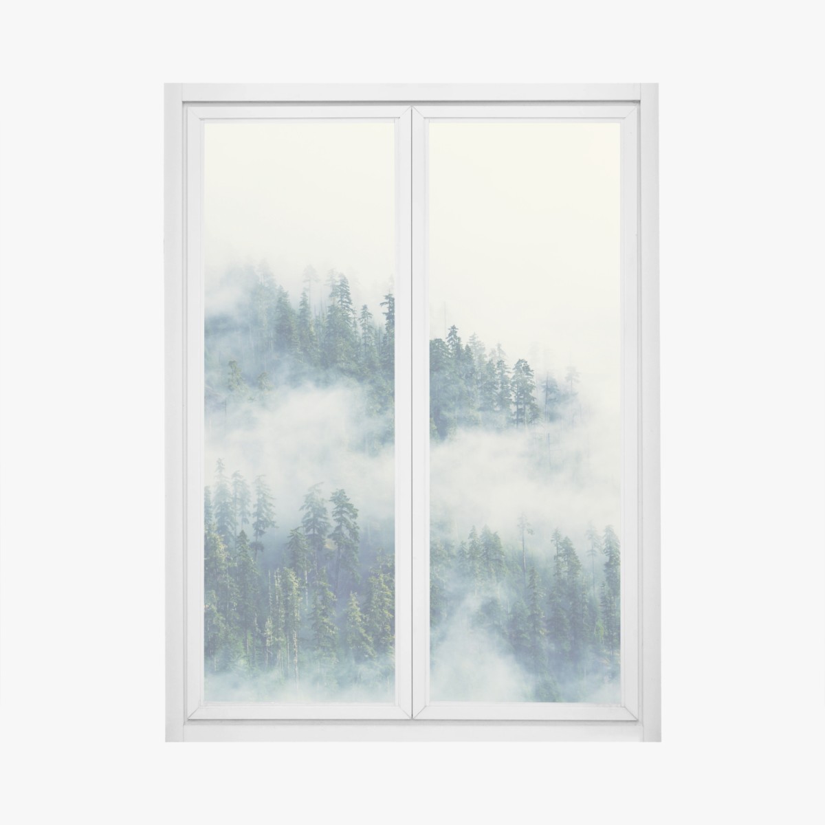 Fensteraufkleber nebliger nadelwald – Wallnifity® Fensteraufkleber nebliger nadelwald – Wallnifity®