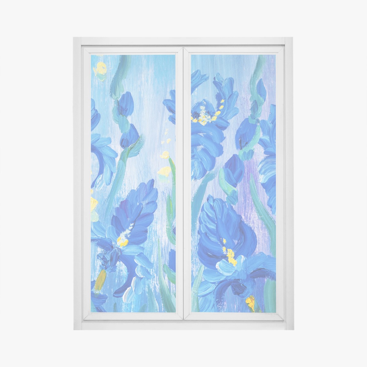 Fensteraufkleber lebendiger blauer iris-bund – Wallnifity® Fensteraufkleber lebendiger blauer iris-bund – Wallnifity®