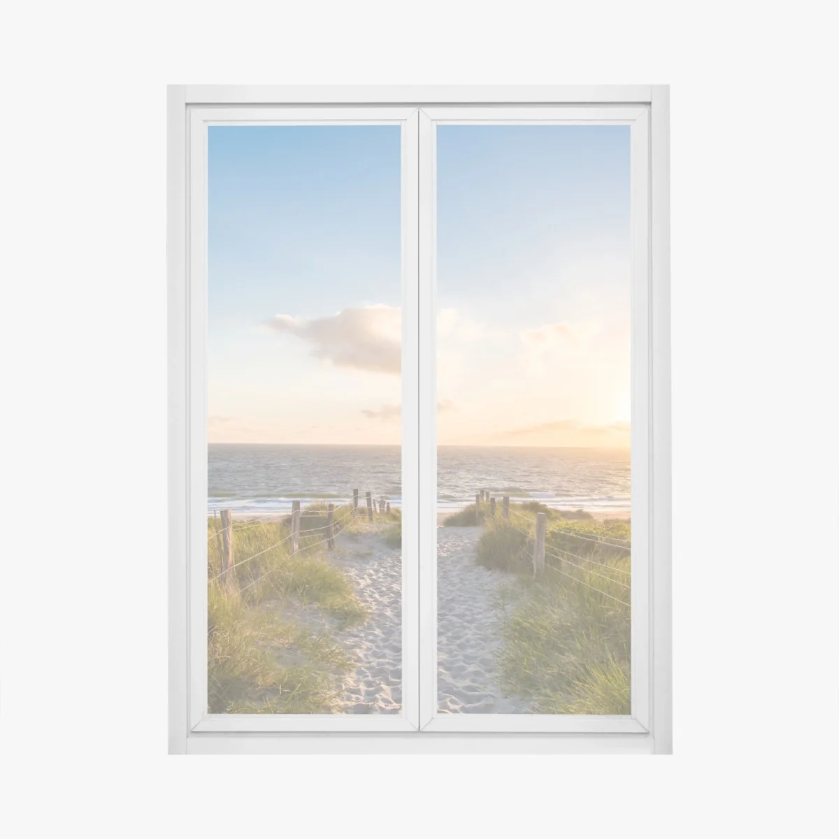 Fensteraufkleber sonnenbeschienener strandweg zum meer – Wallnifity® Fensteraufkleber sonnenbeschienener strandweg zum meer – Wallnifity®