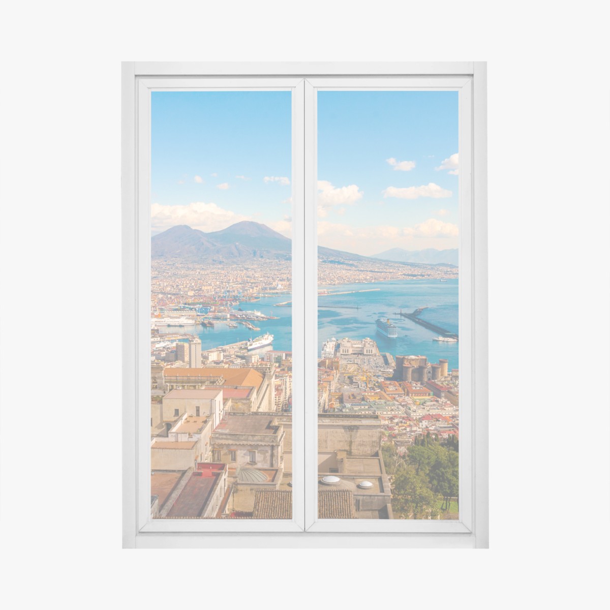 Fensteraufkleber panorama von Neapel mit dem Vesuv – Wallnifity®