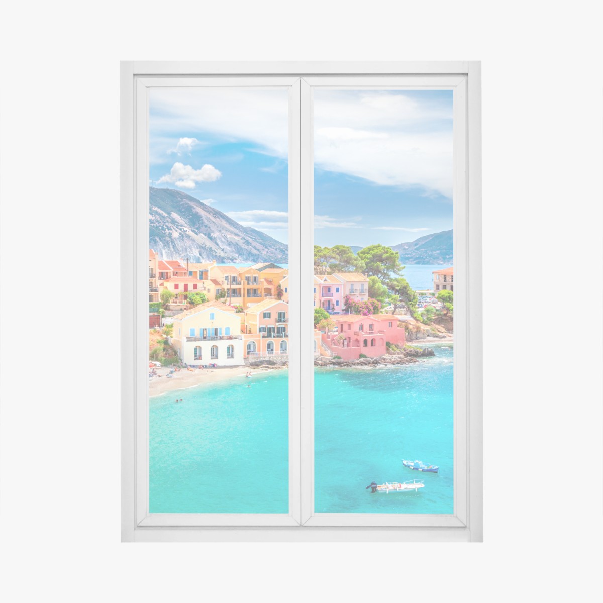 Fensteraufkleber Assos küstenblick, Kefalonia – Wallnifity® Fensteraufkleber Assos küstenblick, Kefalonia – Wallnifity®