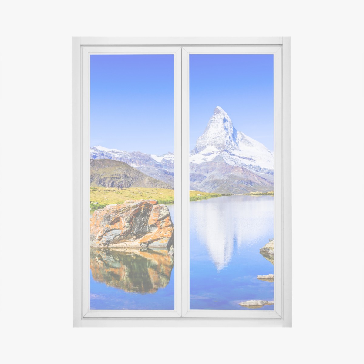 Fensteraufkleber Matterhorn spiegelung am Stellisee, Zermatt – Wallnifity® Fensteraufkleber Matterhorn spiegelung am Stellisee, Zermatt – Wallnifity®
