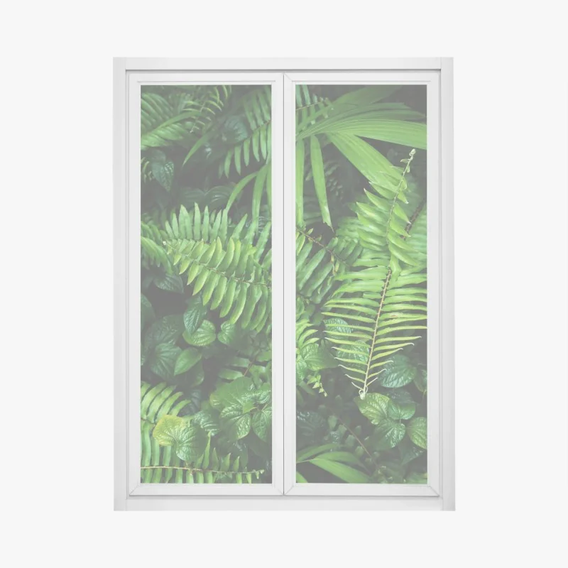 Fensteraufkleber üppige tropische farnblätter – Wallnifity® Fensteraufkleber üppige tropische farnblätter – Wallnifity®