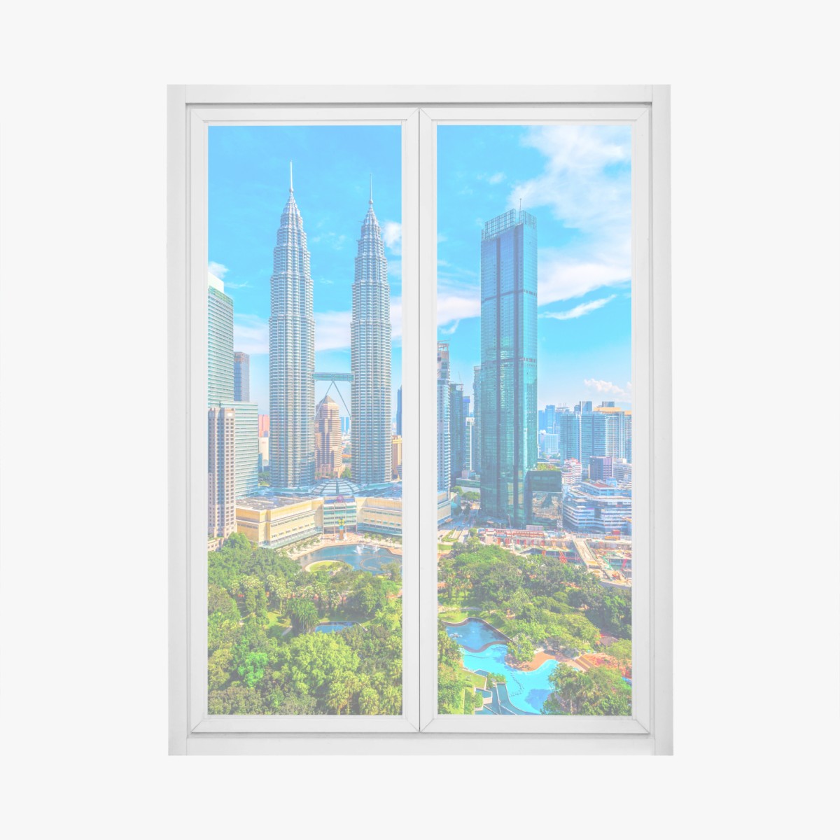 Fensteraufkleber Kuala Lumpur skyline mit den Petronas Towers – Wallnifity® Fensteraufkleber Kuala Lumpur skyline mit den Petronas Towers – Wallnifity®